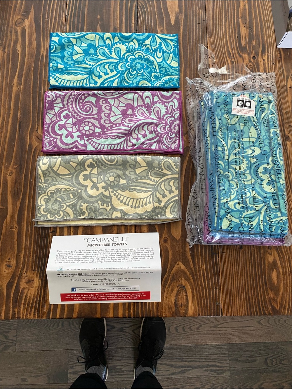 Campanelli Microfiber Towels - Blue, Purple, Cream Set